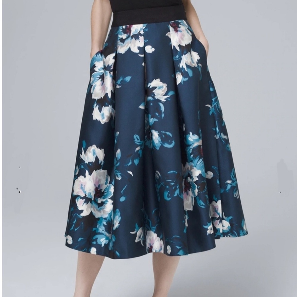 White House Black Market floral cocktail skirt 00